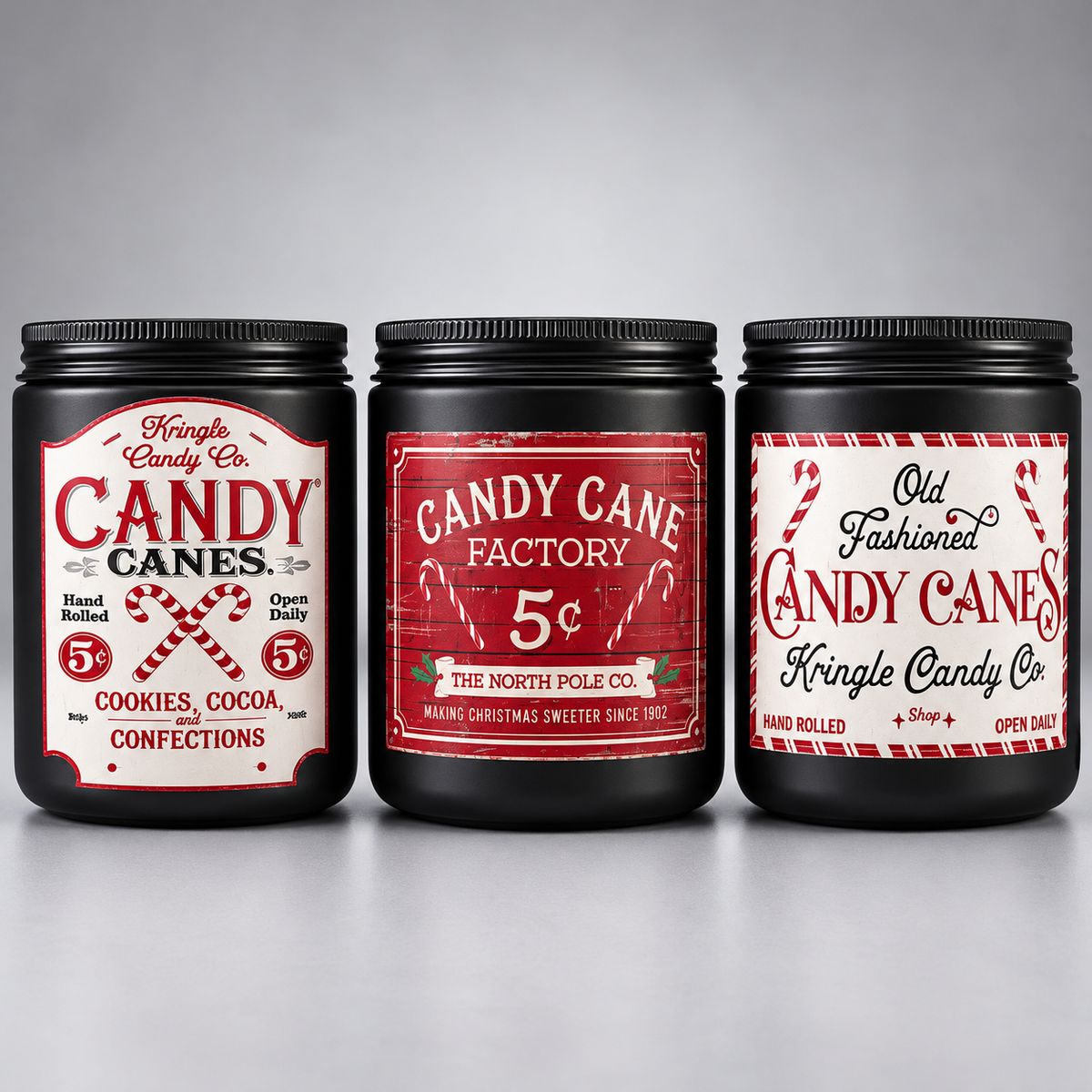 Candy Cane Black Jars