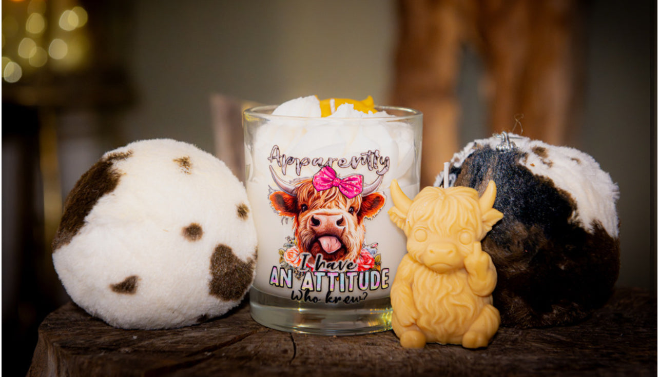 Rude Highland Cow Pillar Candle