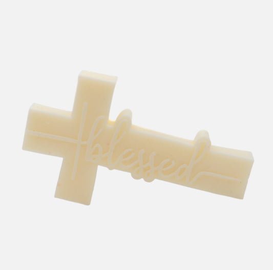 Blessed Written Cross Pillar Candle