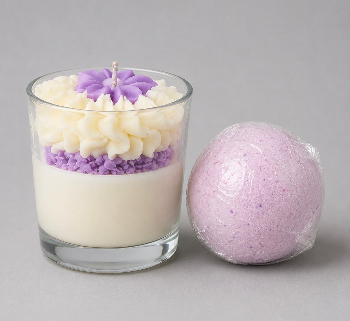 Lavender Bath Bomb/Candle Gift Bundle