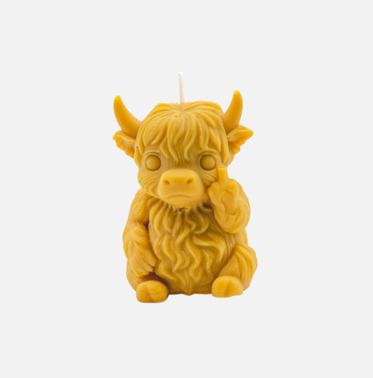 Rude Highland Cow Pillar Candle