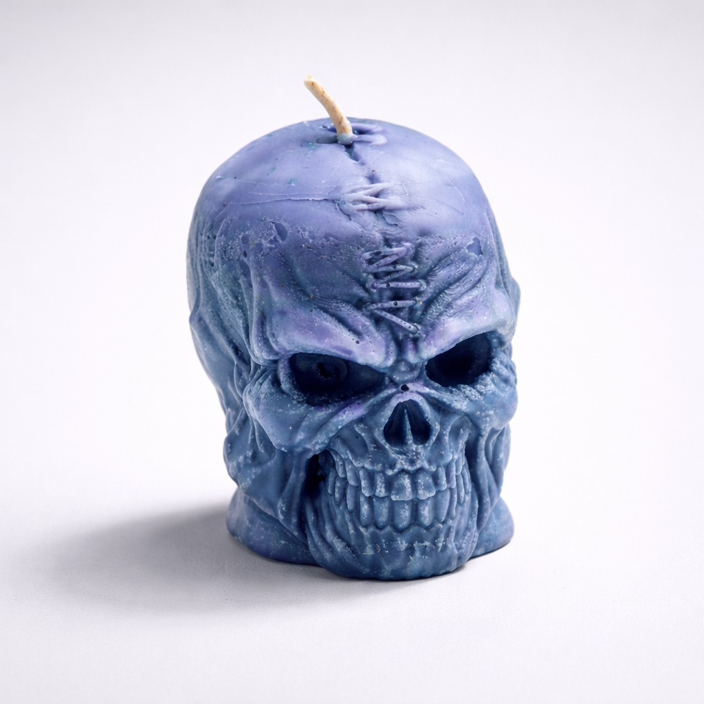 Stitched Skull Pillar Soy Candle