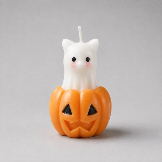 Cat with Pumpkin Pillar Candle