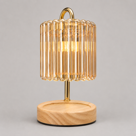 Gold Adjustable Straight Lined Wax Lamp