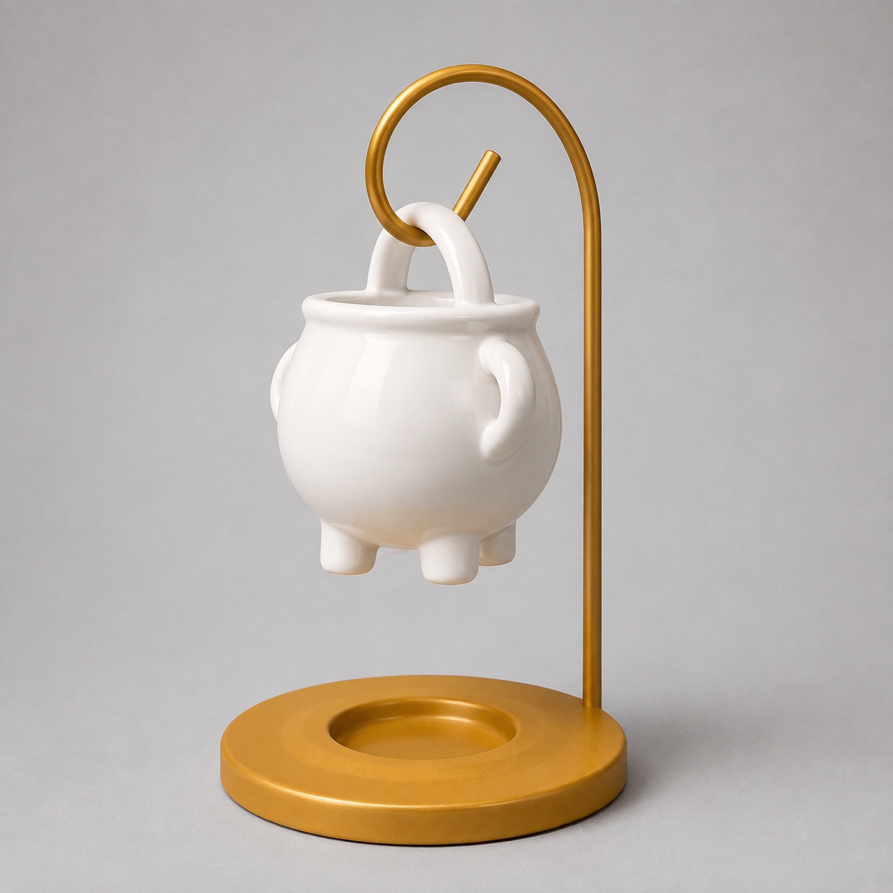 Cauldron White and Gold Burner