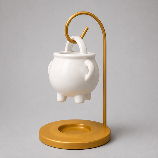 Cauldron White and Gold Burner