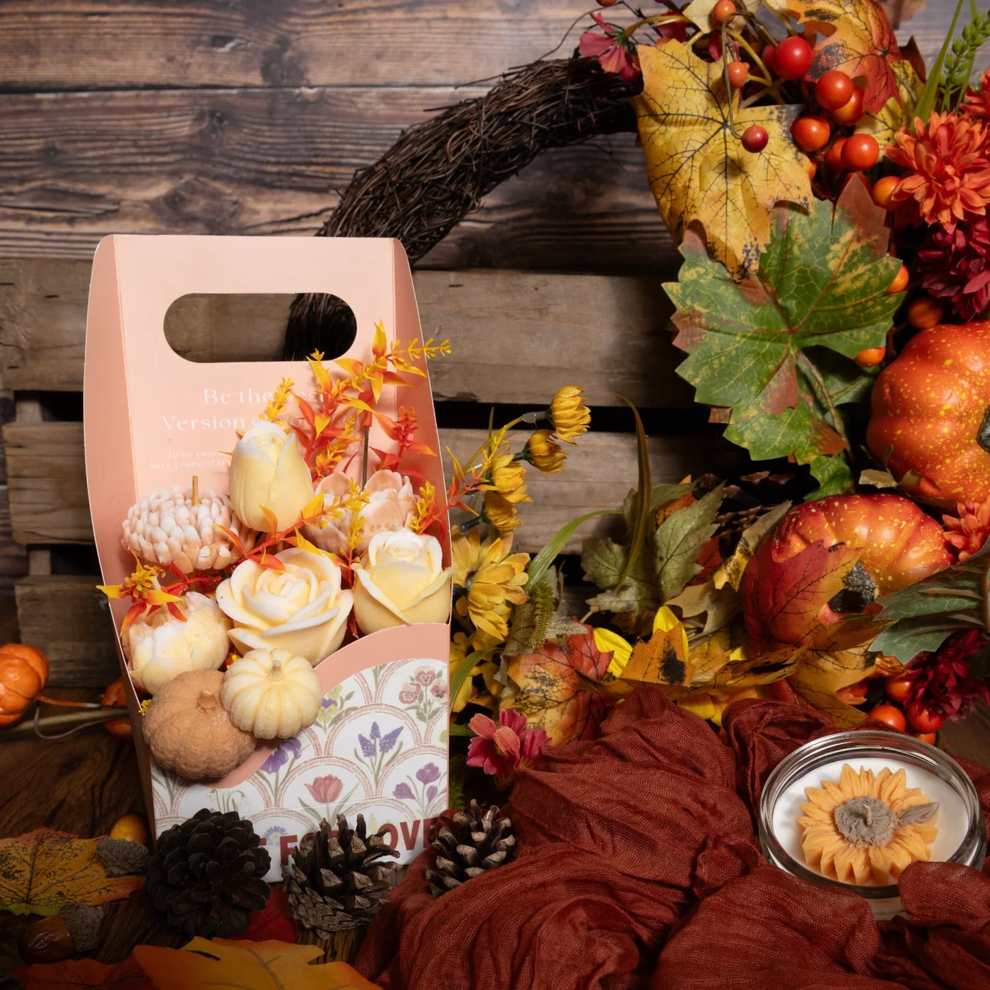 Autumn Pumpkin Spice Wax Melt Flower Bouquet